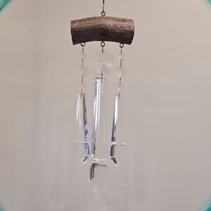 Crystal Wind Chime with Wooden Accent